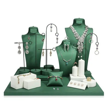 Luxury Jewelry Store Display Props PU leather Covered Jewellery Stand for Showcase Jewelry Display Sets