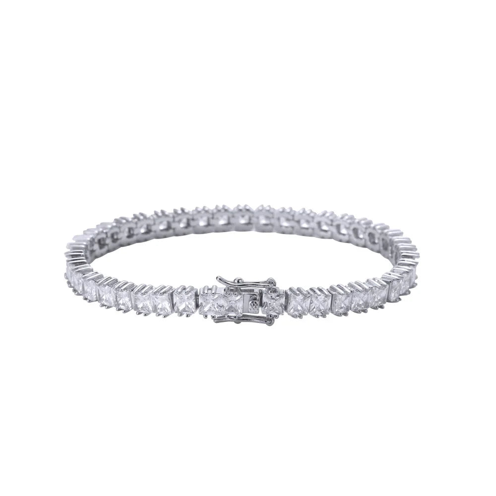 AIJIER Princess Cut CZ Tennis Chain Bracelet 18K Gold Hip Hop Jewelry Trendy Style Charm Unisex Party Gift Number Shape