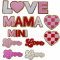 Embroidery Glitter Valentines Mother's Day Chenille Mama Patches Love Heart Iron on Patches for Clothing