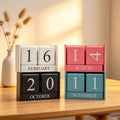 European Perpetual Wood Calendar Farmhouse Decor Painted Desktop Milestone Block DIY Yearly Planner Desk Office New Born Photo