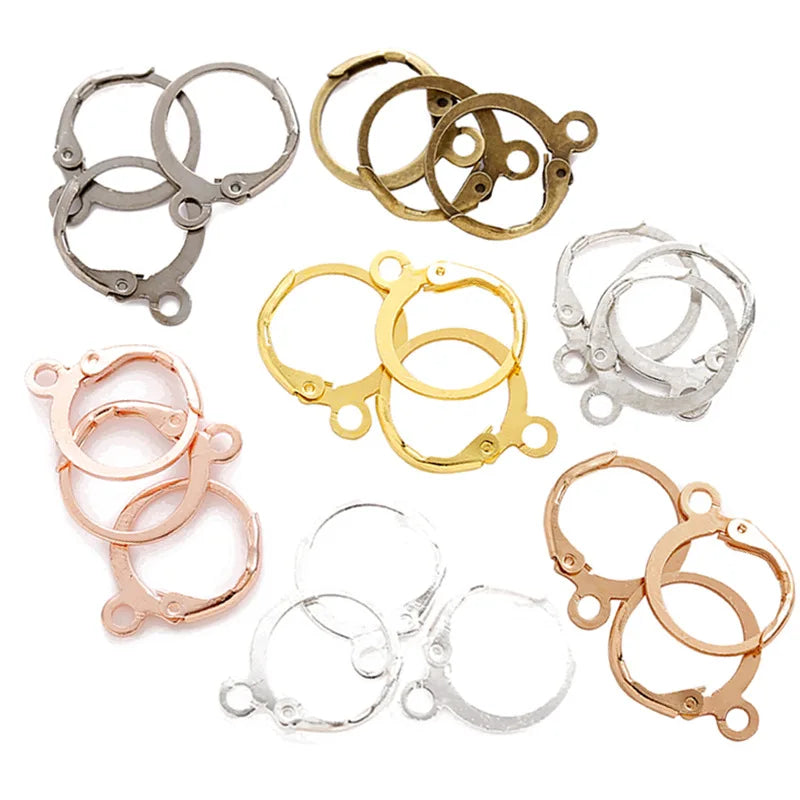 100pcs/bag Metal French Earring Hook Clip on Earwire With Loop Clasp Earring Base for Jewelry Making DIY Accessories Supplies