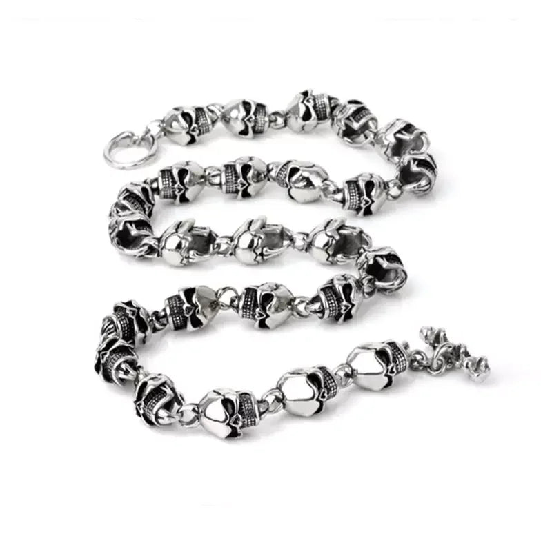Custom Men Jewelry Silver Necklace for Men Wholesale Stainless Steel Necklace Skull Beads Chain Jewelry
