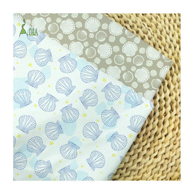 New Design Shells Pattern Blue and Brown Custom Printed Poplin 100% Cotton Fabric for Children's Clothes Shirts & Covers