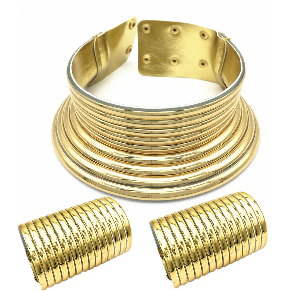 Exaggerated Ethiopian Women Bracelet Choker African Necklace Jewelry Sets