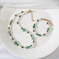 Trend Green Aventurine Choker Necklace Boho Malachite Beaded Necklace Gift Dainty Freshwater Pearl Necklace for Women Jewelry