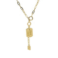 Wholesale 18K Real Yellow Gold Rectangle Pendant Necklace with Paper Clip Chain Trendy Style for Weddings and Engagements