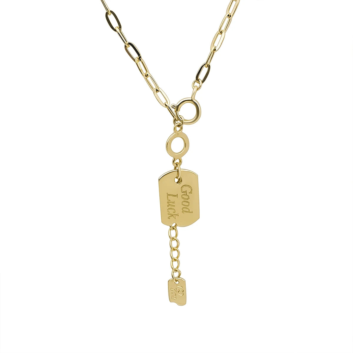 Wholesale 18K Real Yellow Gold Rectangle Pendant Necklace with Paper Clip Chain Trendy Style for Weddings and Engagements