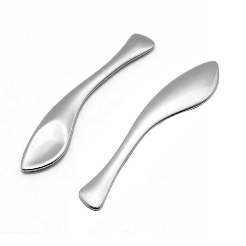 Oem Customized Mini Laser Custom Makeup Make up Gold Unusual 304 Stainless Metal Cosmetic Spoon Spatula With Logo Print
