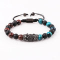 Custom Men's Macrame Bracelets with New Design Trendy Tiger Eye Black Agate CZ Crown Charm Braided Beads Orthodox Style