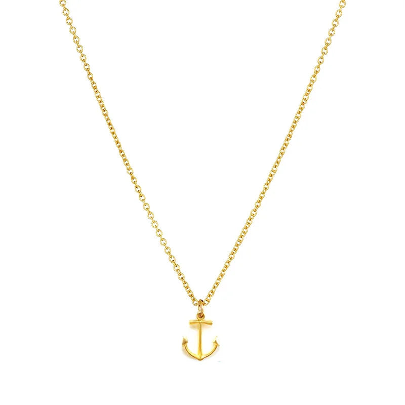 Gold Dainty Cross Necklace Cute Originality Anchor Pendant Simple Minimalist Delicate Handmade Boho Personalized Necklace Gift