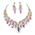 QS AB and Black Color Crystal and Rhinestone Women Necklace Earrings Jewelry Set for Wedding
