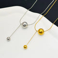 Fashion Minimalist Gold Plated Geometric Pendant Women Necklace Stainless Steel Round Ball Choker Link Chain Necklace for Gift
