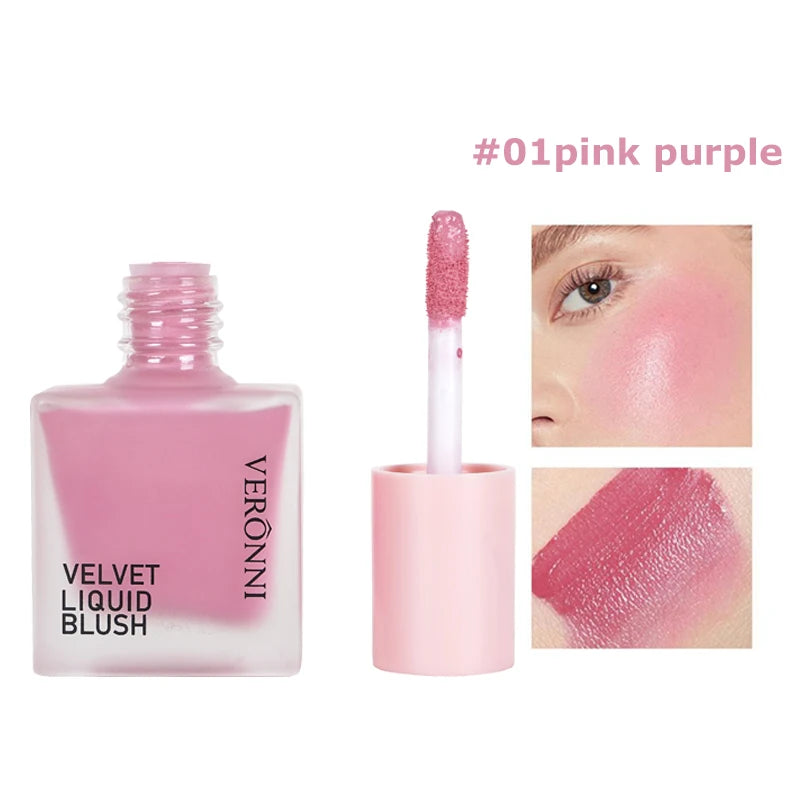 Professional 4-Color Long Lasting Liquid Cream Blush for Fair Skin Mineral-Based for Face Makeup