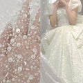Hot Sale 90*150cm Diy Wedding 3D Sequin Bead Cloth Sequin Fabric Bridal Lace Beaded Embroidery Mesh Lace Fabric for Dress
