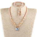 Fashion Beautiful 6mm Crystal Glass Irregular Shell Necklace Bracelet Earring Set Square Triangle Pearl Pendant Jewelry Set