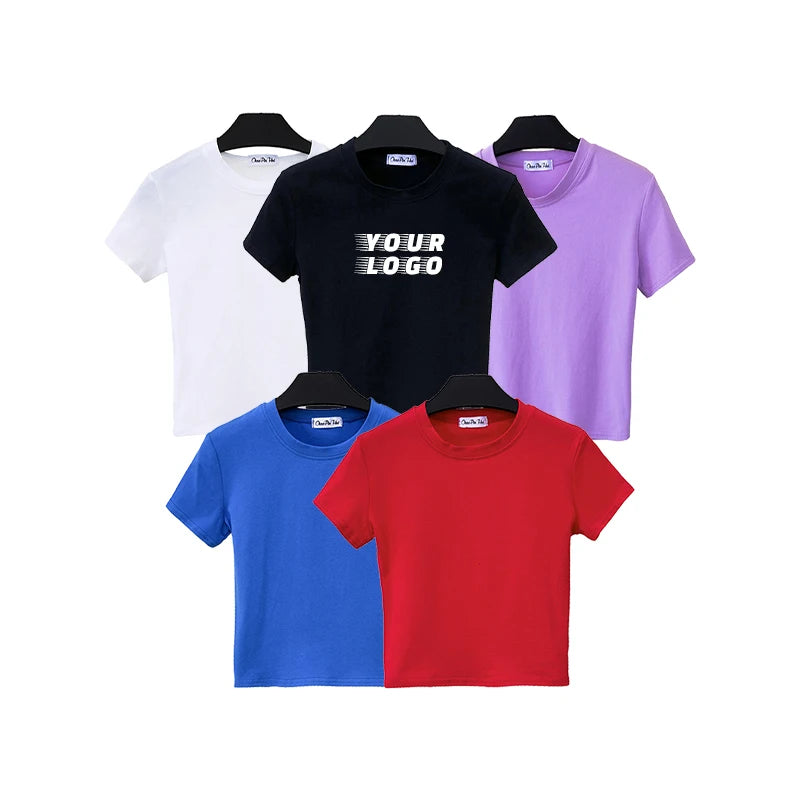 Wholesale Blank Cotton Pullover Women Tshirt Crop Shirt Custom Brand Shirts