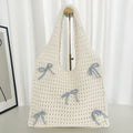 Women's Handmade Knitted Single Strap Fashion Open Closure Polyester Lining Tote Bag with Armpit Design for Work