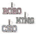 Custom Fashion Necklace Iced CZ Diamond Name Plate Rope Chain Trendy Rhodium Plated Zircon English Stitching Letters Pendant