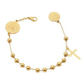 New Stainless Steel Beads Chain Virgin Bracelet for Woman Catholic Bracelet Metal Virgin Maria Cross Pendant Religion Bracelet