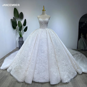 Luxury Beading Wedding Dress Lace Sweetheart Sparkling Princess Lace Embroidery Ball Gown Wm28