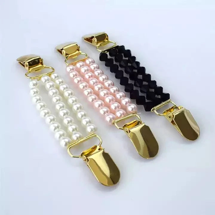 MeeTee Rhinestone Pearl Decorativeative Buttons Duck Clips Shawl Blouse Bead Buckles Flexible Sweater Cardigan Collar Clothing Decorative
