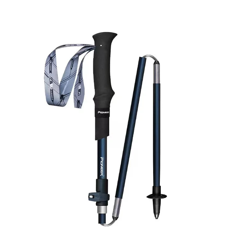 Carbon Fiber and Aluminum Trekking Poles Quick Lock 5 Sections Outdoor Portable Ultralight Cane for Hiking Walking