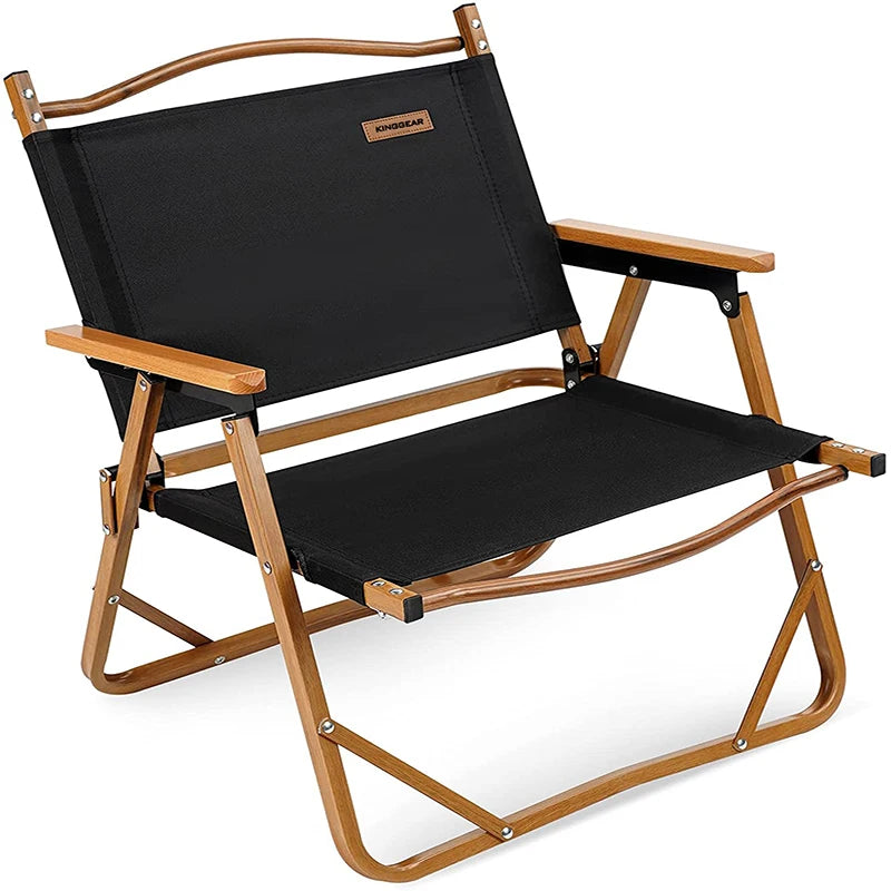 KingGear Custom Logo Japanese Design Foldable Kermit Chair Portable Wood Grain Aluminum Frame Outdoor Camping Chair