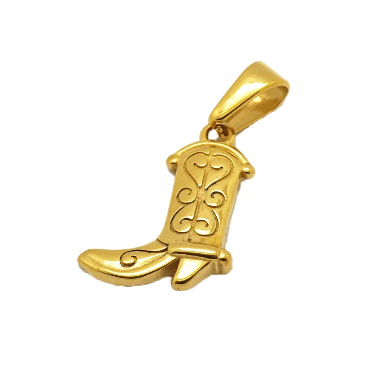 Fashion Boot Shape Pendant Necklace Stainless Steel Shoe Jewelry Western Boot Cowboy Cowgirl Pendant Charm