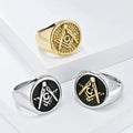 Fashion Design Chunky Non Tarnish Masonic Rings Wholesale Stainless Steel Custom Signet Ring for Men Vintage