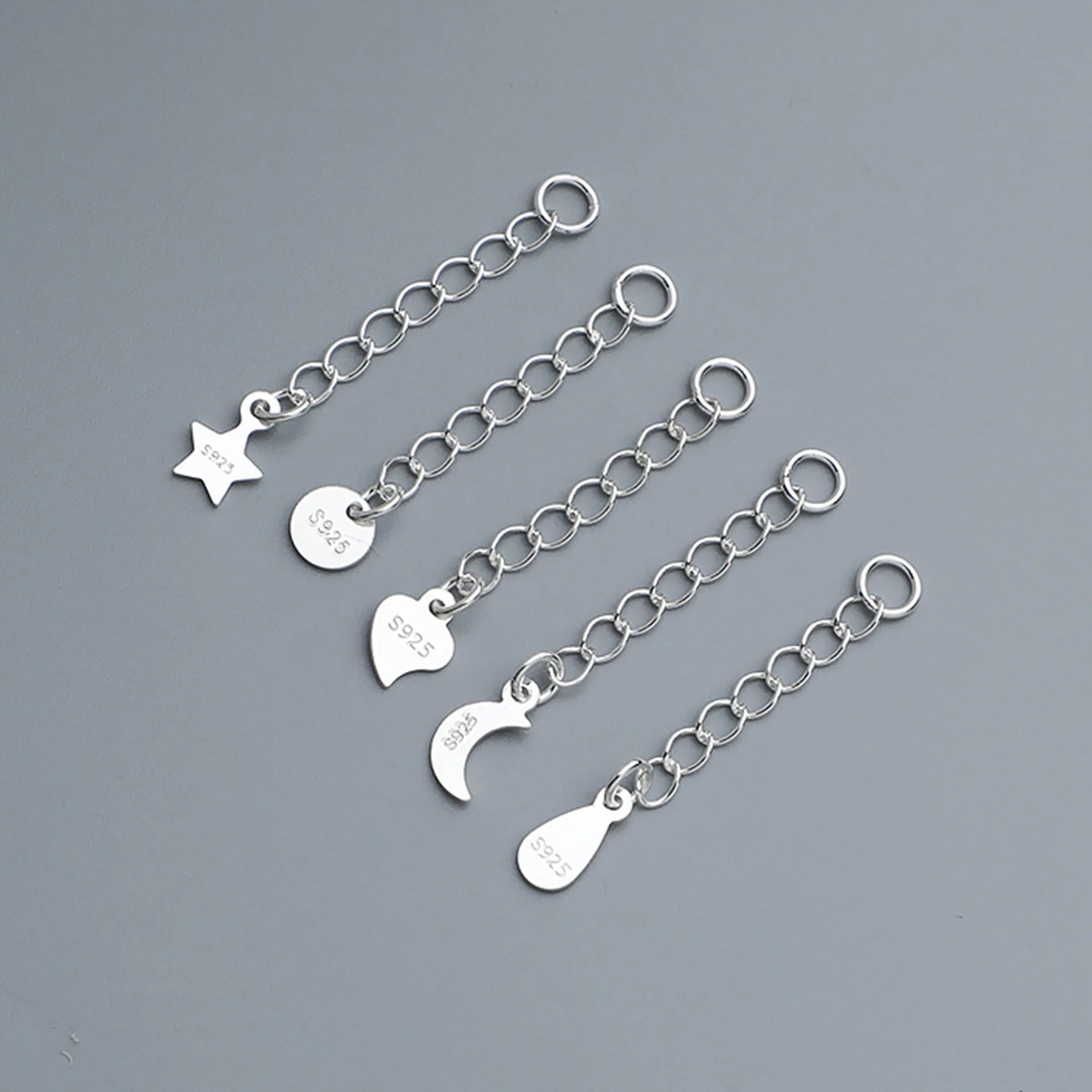 30mm 40mm 50mm Extender Chains Sterling Silver Chain Extensions Drop Heart Oval for Jewelry Making Supplies