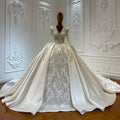 Jancember LSCJ41 Luxury Satin Beaded V-neck Bridal Women's Ball Gown Wedding Dresses