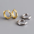Fashion S925 STerling Silver Jewelry 18K Gold Simple Irregular WaveSmall Hoop Earrings Set for Women