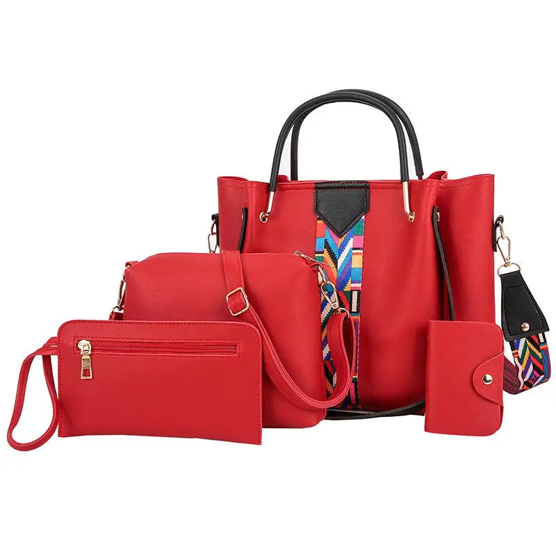 New Designer Women's Crossbody Handbags Set Large Capacity with Bow Decoration and PU Lining Custom Logo 4 Pcs./Set