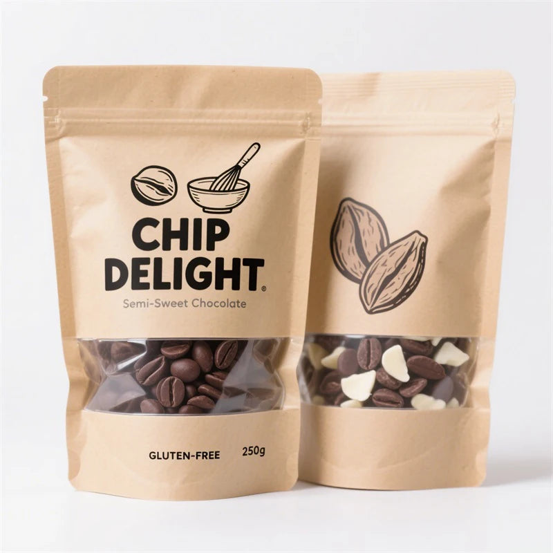 Wholesale Stand up Pouch Ziplock Food Packaging Kraft Paper Bag with Window