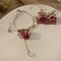 Ins Hot Sales Retro Women Freshwater Pearl Earring Gold Filled Village True Real Flower Beaded Earring Bracelets for Ladies