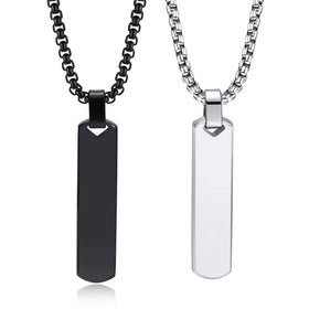 AA01547 Initial Bar Necklace for Men Thick Geometric Vertical Bar Pendant Necklace Casual Simple Collar Necklace