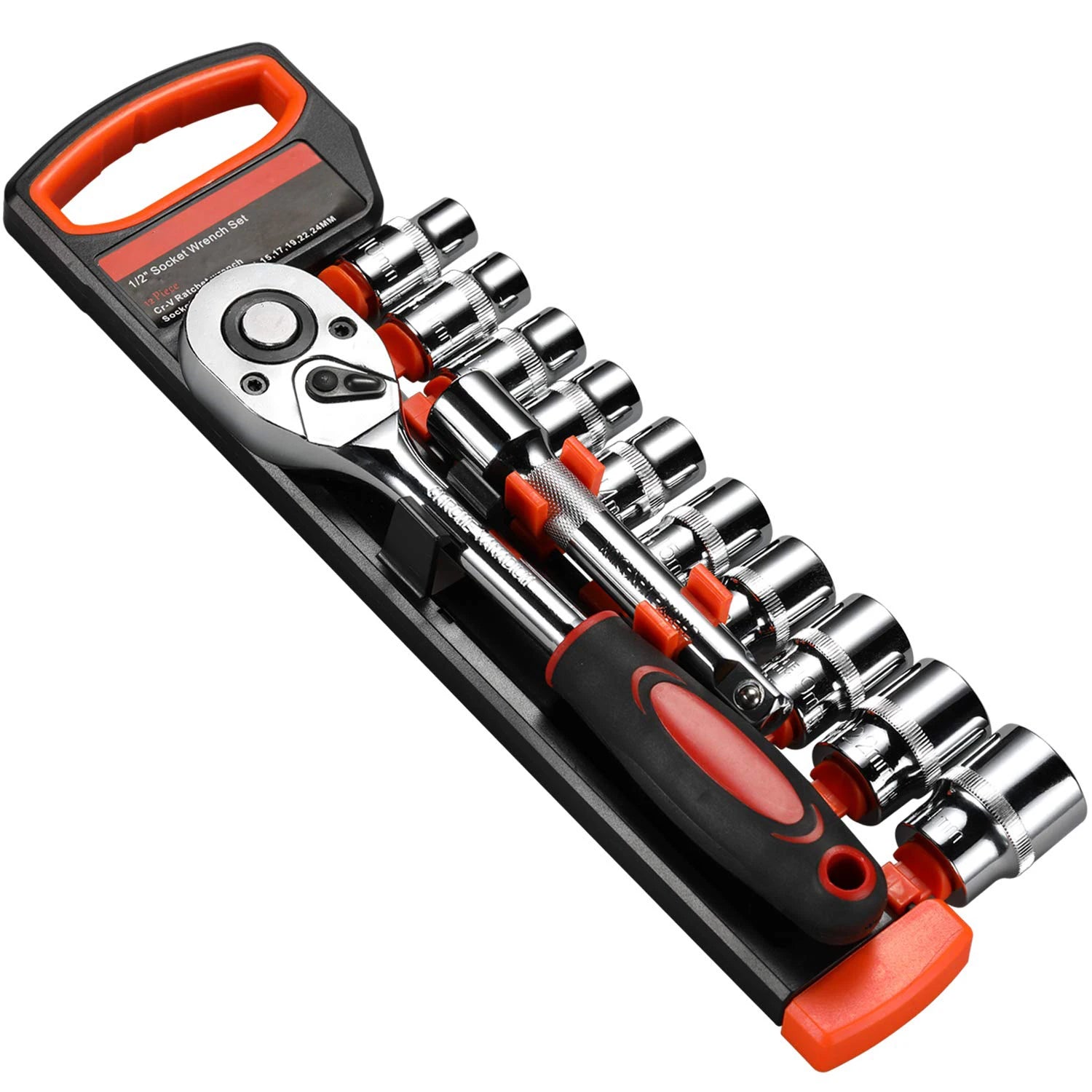 12pcs 1/2 Inch Ratchet Socket Wrench Set Drive Socket Set with 10 Sockets 10-1517192224mm