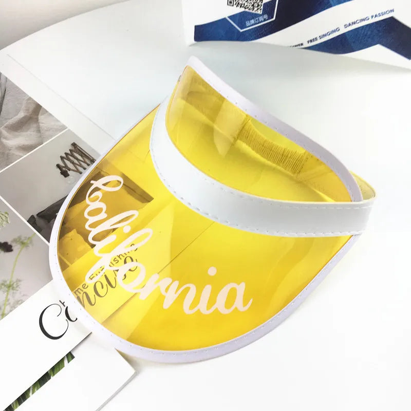Summer Kids  Sun Visor Caps Candy PVC Plastic Sunshade Hat Children  Empty Topless Hats Beach Gorros