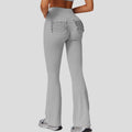 High Waist Yoga Belt Pants with Elastic Soft and Comfortable Wide Leg Fitness Sports Gear Solid Pattern Runners' Flare Pants
