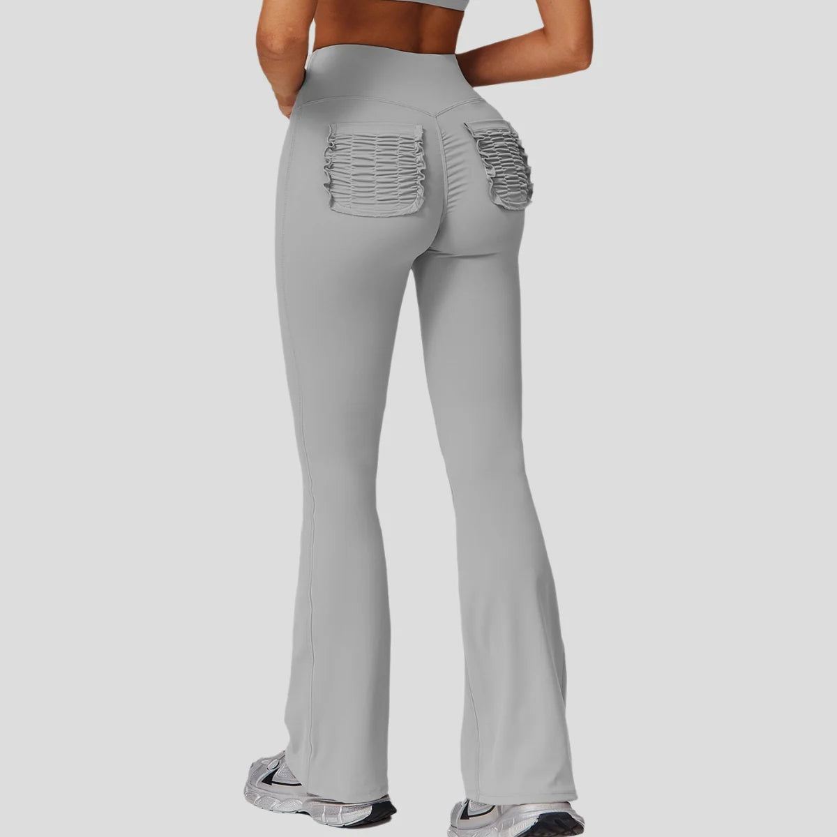 High Waist Yoga Belt Pants with Elastic Soft and Comfortable Wide Leg Fitness Sports Gear Solid Pattern Runners' Flare Pants