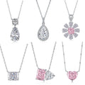 Custom Colors Diamond 8A Zircon Heart Pear Shaped 925 Rhodium Plated Sterling Silver Fine Jewelry Chain Necklaces for Women