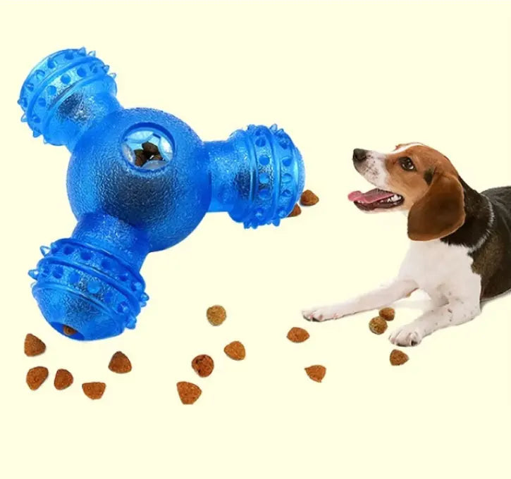 Pet Chew Leakage Toy Three-Pronged Three-Hole Leaky Feeding Toy Plastic Intelligence Training Slow Eating Dog Leakage Toy
