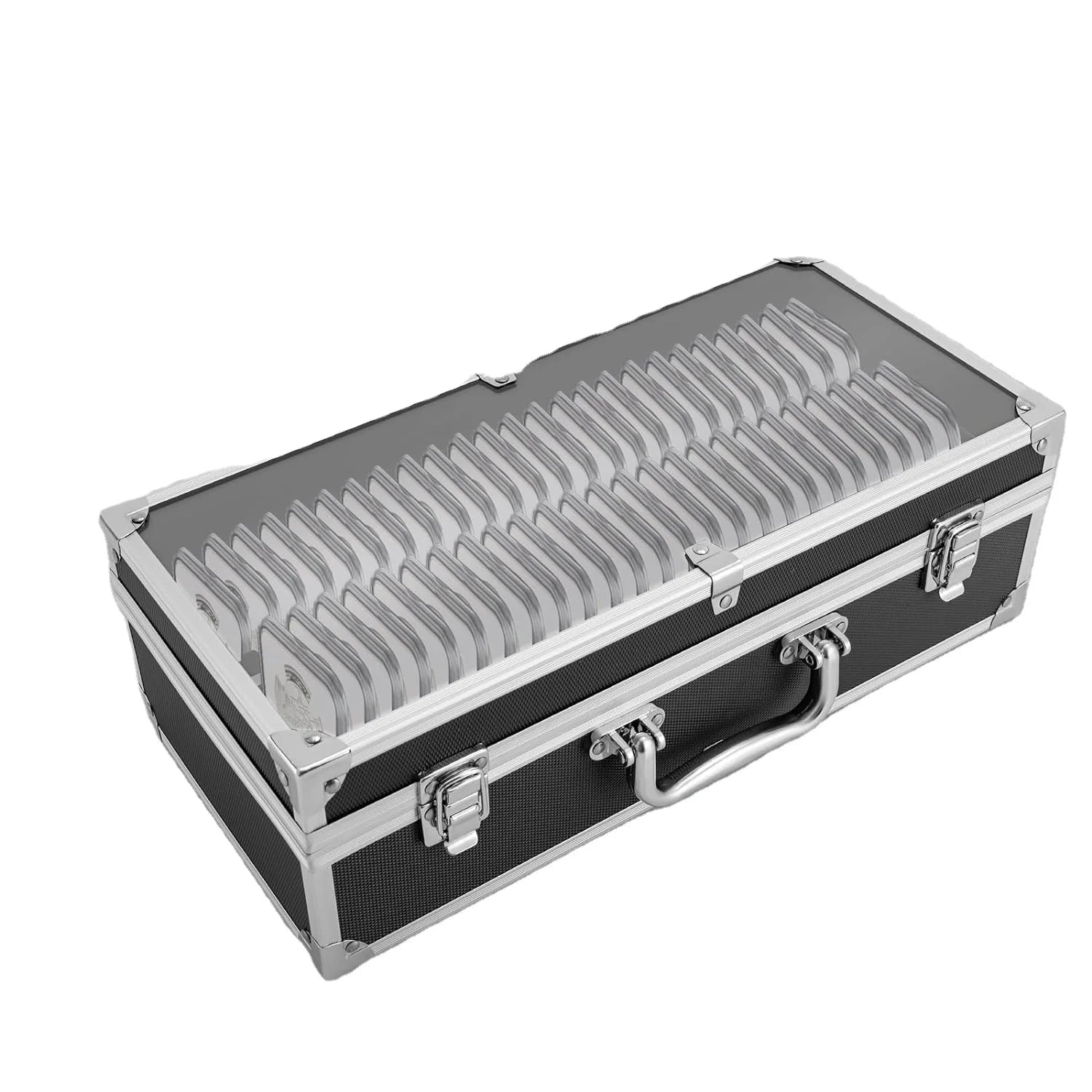 Aluminum Coin Storage Display Box Coin Holder Coin Case with 50 Slots
