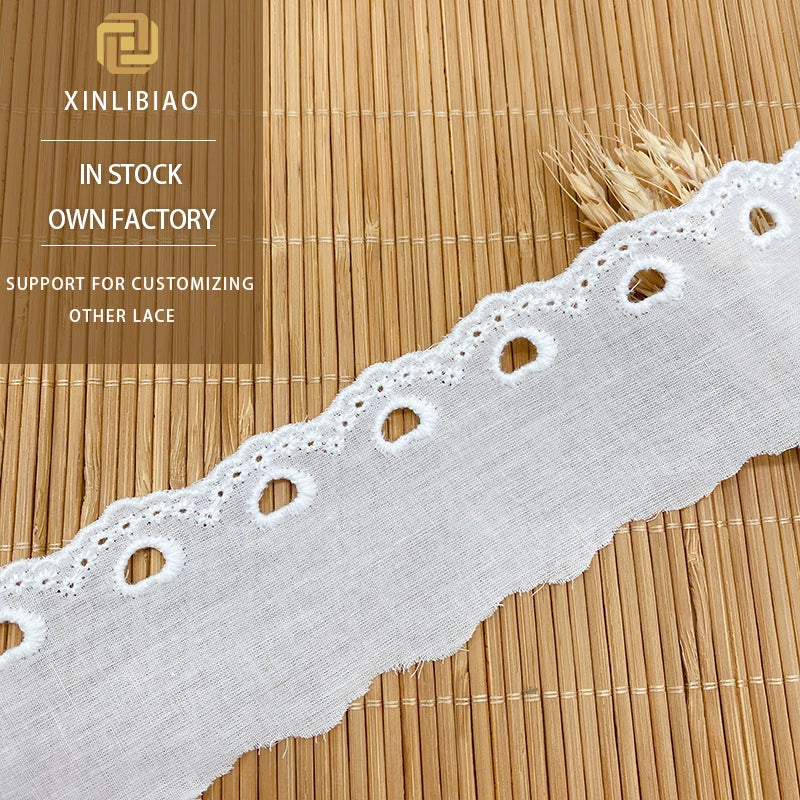 Factory Wholesale Embroidery Cotton Lace bar Code Clothing Flower Edging Water Soluble Heart Lacelace Trim