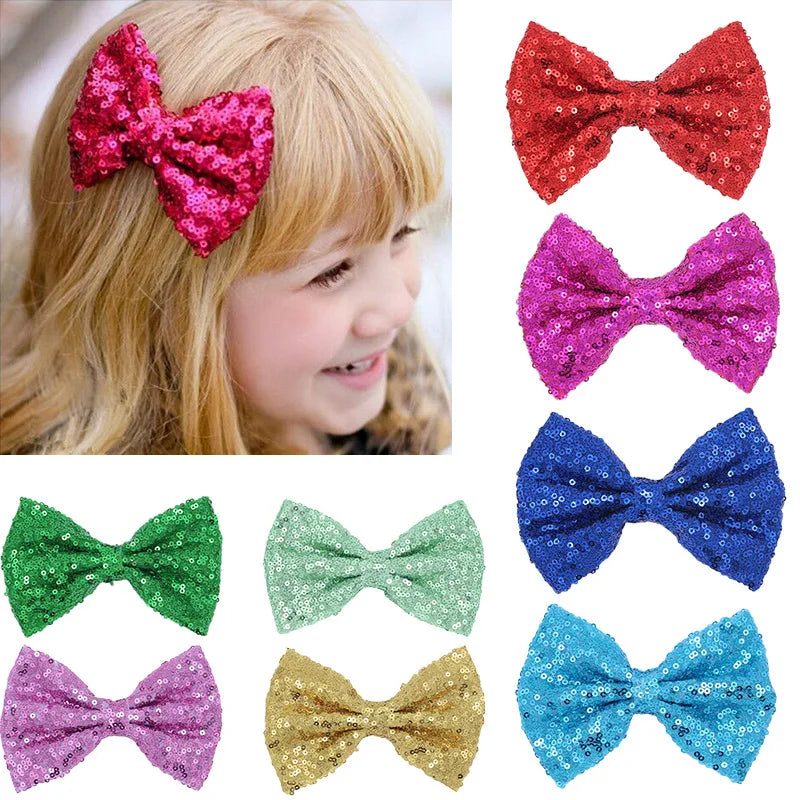 Sequin Glitter Hair Bows Clips Sparkling Bling Little Bow HairPins Hair Accessories for Baby Girls Kids Children Teens