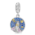Star Series Rocket Pendant Real 925 Sterling Silver Beads with Blue Zircon for Women Jewelry Fine Charm Bracelet Making Fashion