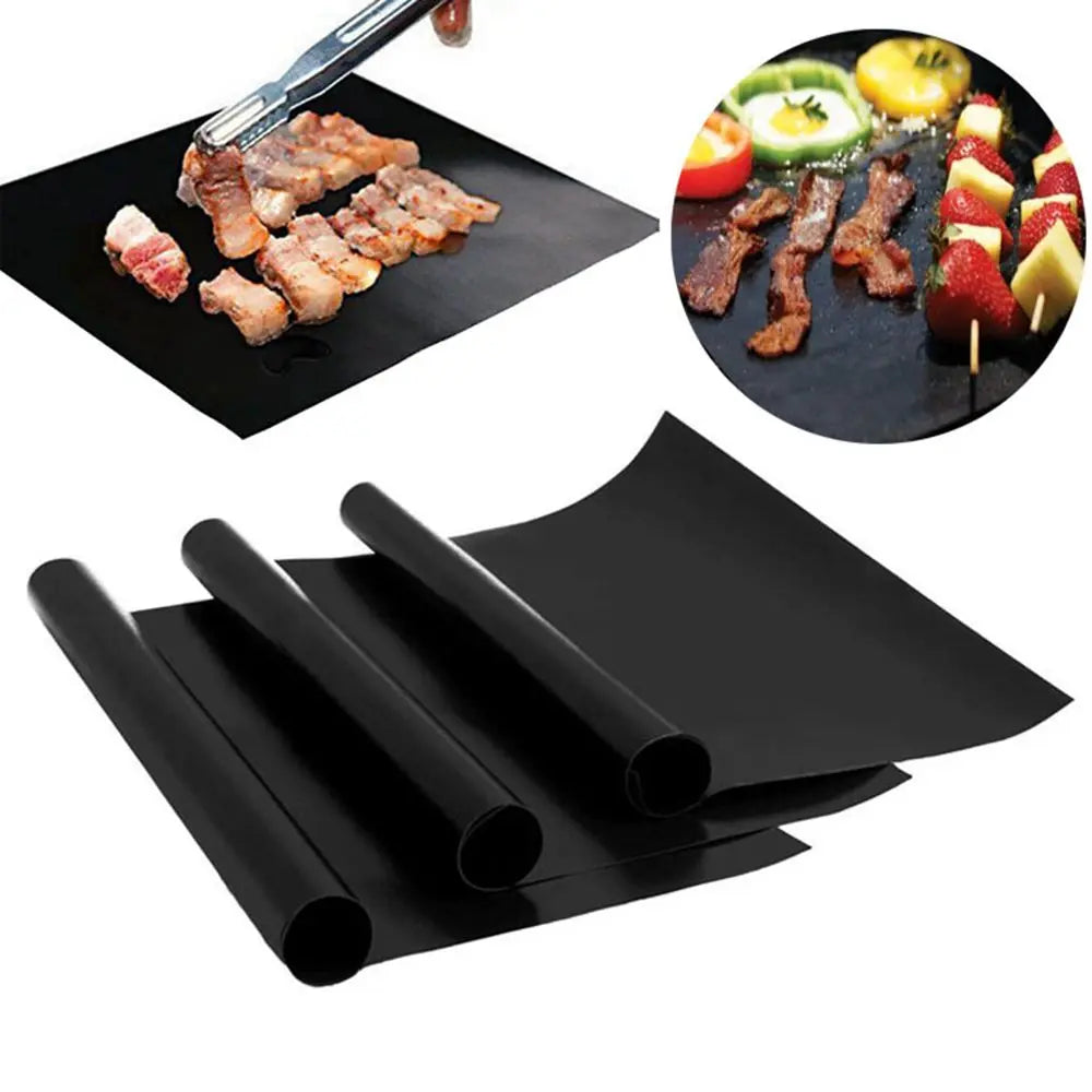 Grilling Mats Outdoor Non-Stick Heat Resistant Heavy Duty BBQ Mats Reusable Easy Clean Baking Matte Gas Charcoal Electric