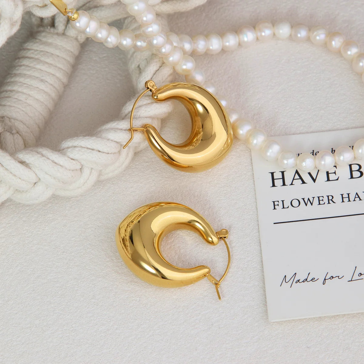Chris April in Stock 316L Stainless Steel PVD Gold Plated Minimalist 3D Hoop Earring