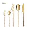 Bamboo Shape Handle 18/10 Stainless Steel Golden Cutlery Set Manufacturers Silverware Flatware Set