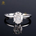 Fancy GEMS Personalized Elegant 2CT Oval Brilliant Lab Grown Diamond Moissanite White Gold Engagement Ring for Women